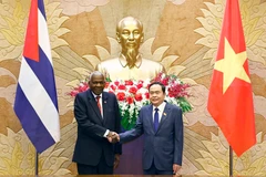 Chủ tịch Quốc hội Trần Thanh Mẫn và Chủ tịch Quốc hội Chính quyền Nhân dân Cuba Esteban Lazo Hernandez. (Ảnh: Doãn Tấn/TTXVN)