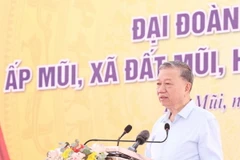 Ngày 17/11/2024, Tổng Bí thư Tô Lâm phát biểu tại Ngày hội Đại đoàn kết toàn dân tộc, ấp Mũi, xã Đất Mũi, huyện Ngọc Hiển, Cà Mau. (Ảnh: Thống Nhất/TTXVN)