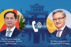 Phó Thủ tướng, Bộ trưởng Ngoại giao Bùi Thanh Sơn đã có cuộc hội đàm trực tuyến với Bộ trưởng Ngoại giao Lào Thongsavanh Phomvihane. (Ảnh: TTXVN phát)
