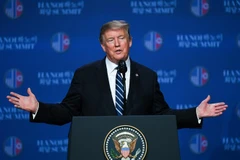 Tổng thống Mỹ Donald Trump tại cuộc họp báo sau Hội nghị thượng đỉnh Mỹ-Triều lần hai ở Hà Nội ngày 28/2/2019. (Ảnh: AFP/TTXVN)