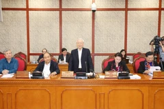 Tổng Bí thư, Chủ tịch nước Nguyễn Phú Trọng phát biểu chỉ đạo cuộc họp. (Ảnh: Trí Dũng/TTXVN)