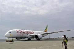 Máy bay Boeing 787 Dreamliner của Hãng hàng không Ethiopian Airlines tại sân bay quốc tế Bole ở Addis Ababa, Ethiopia. (Nguồn: AFP/TTXVN)