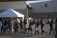 Người di cư Trung Mỹ tại khu lều tạm ở Piedras Negras, bang Coahuila, Mexico, trong hành trình tới Mỹ ngày 16/2/2019. (Ảnh: AFP/ TTXVN)