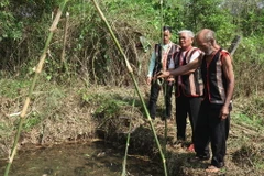 Tái hiện nghi lễ cầu mưa của đồng bào Bahnar ở làng Hnap, xã K'Dang, huyện Đăk Đoa, tỉnh Gia Lai. (Ảnh: Hoài Nam/TTXVN)