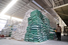 Kho gạo của một công ty lương thực ở tỉnh Long An. (Ảnh: Hồng Đạt/TTXVN)