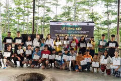 Lễ tổng kết và trao chứng nhận cho học sinh tham gia chương trình chiều 4/7 vừa qua. (Nguồn: Vườn Quốc gia Bidoup)