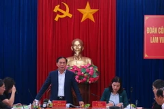 Bộ trưởng Bộ Ngoại giao Bùi Thanh Sơn phát biểu tại buổi làm việc. (Ảnh: Dư Toán/TTXVN)