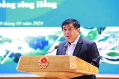 Bộ trưởng Bộ Kế hoạch và Đầu tư Nguyễn Chí Dũng báo cáo kết quả triển khai Quy hoạch vùng Đồng bằng sông Hồng. (Ảnh: Dương Giang/TTXVN)