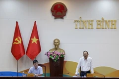 Ông Phùng Đức Tiến, Thứ trưởng Bộ Nông nghiệp và Phát triển Nông thôn, Phó Trưởng Ban Chỉ đạo Quốc gia về phòng chống IUU phát biểu tại buổi làm việc. (Ảnh: Nguyễn Thanh/TTXVN)