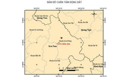 Bản đồ tâm chấn động đất. (Nguồn: Viện Vật lý Địa cầu)