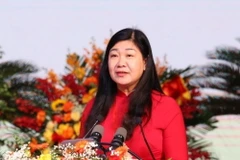 Bà Nguyễn Lan Hương tái đắc cử chức Chủ tịch Ủy ban Mặt trận Tổ quốc Việt Nam thành phố Hà Nội khóa XVIII. (Ảnh: Văn Điệp/TTXVN)