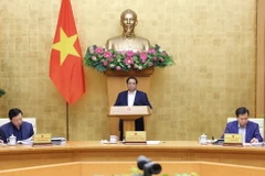 Thủ tướng Phạm Minh Chính phát biểu tại Phiên họp Chính phủ chuyên đề về xây dựng pháp luật tháng 3/2024. (Ảnh: Dương Giang/TTXVN)