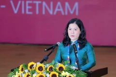 Thứ trưởng Bộ Giáo dục và Đào tạo Nguyễn Thị Kim Chi, Trưởng ban Tổ chức Đại hội phát biểu bế mạc. (Ảnh: Trần Lê Lâm/TTXVN)