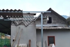 Mưa to kèm theo dông lốc đã khiến hàng trăm nhà bị tốc mái ở Yên Bái. (Ảnh: TTXVN phát)