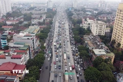Đường Vành đai 3 nhìn từ trên cao. (Ảnh: TTXVN)