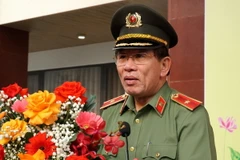 Thiếu tướng Vũ Xuân Viên, Giám đốc Công an thành phố Đà Nẵng phát biểu tại Lễ ra quân. (Ảnh: Quốc Dũng/TTXVN)