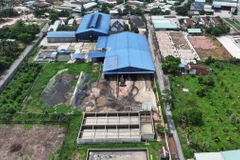 Nhà máy sản xuất tinh bột sắn thuộc Công ty TNHH Tân Thúy hoạt động trái phép, tiềm ẩn nguy cơ ô nhiễm môi trường. (Ảnh: Minh Phú/TTXVN)