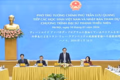 Phó Thủ tướng Trần Lưu Quang phát biểu tại buổi tiếp. (Ảnh: Minh Đức/TTXVN)