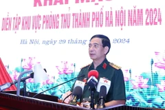 Đại tướng Phan Văn Giang, Bộ trưởng Bộ Quốc phòng phát biểu tại lễ khai mạc. (Ảnh: Văn Điệp/TTXVN)