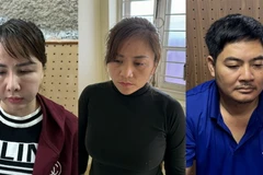 Ba đối tượng Bùi Thị Thu Hường, Mùa Thị Căng và Trần Quang Hà. (Nguồn: báo Công an Nhân dân)