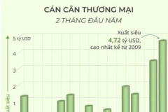 Xuất siêu 2 tháng đầu năm nay đạt mức cao nhất kể từ năm 2009