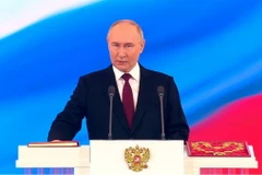 Tổng thống Nga Vladimir Putin tuyên thệ trong lễ nhậm chức tại Điện Kremlin ở Moscow, Nga ngày 7/5. (Nguồn: