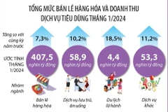 Tháng Một: Tổng mức bán lẻ hàng hóa, doanh thu dịch vụ tiêu dùng tăng 8,1%