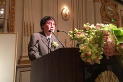 Nhà văn Trần Mai Hạnh phát biểu tại Lễ trao Giải thưởng Văn học ASEAN 2015 tại Bangkok, Thái Lan (tháng 12/2015). (Ảnh: NVCC)