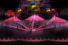 Phối cảnh sân khấu chương trình nghệ thuật tôn vinh xòe Thái. (Ảnh: Newday Media)