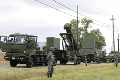 Hệ thống phòng thủ tên lửa Patriot PAC-3 được triển khai tại Sapporo, Nhật Bản. (Ảnh: Kyodo/TTXVN)