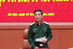 Đại tướng Phan Văn Giang phát biểu chỉ đạo tại buổi làm việc. (Ảnh: Hồng Pha/TTXVN phát)