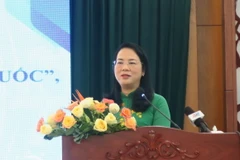 Chủ tịch Ủy ban Mặt trận Tổ quốc Việt Nam Thành phố Hồ Chí Minh Trần Kim Yến phát biểu tại Hội nghị. (Ảnh: Đinh Hằng/TTXVN)