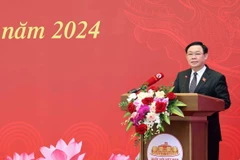 Chủ tịch Quốc hội Vương Đình Huệ phát biểu chỉ đạo và kết luận hội nghị. (Ảnh: Nhan Sáng/TTXVN)