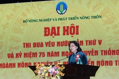 Phó chủ tịch nước Đặng Thị Ngọc Thịnh phát biểu tại buổi lễ. (Ảnh: Trần Việt/TTXVN)