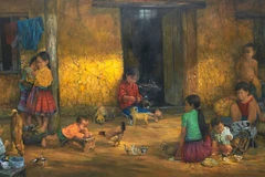 Tác phẩm "Một ngày như thế" (chất liệu sơn dầu) của họa sỹ Bùi Văn Tuất. (Ảnh: Nghệ sỹ cung cấp)