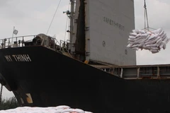 Bốc xếp gạo xuất khẩu tại cảng Đồng Nai. (Ảnh: Hà Thái/TTXVN)