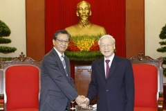 Tổng Bí thư Nguyễn Phú Trọng tiếp Đại sứ Nhật Bản tại Việt Nam Hiroshi Fukada đến chào từ biệt kết thúc nhiệm kỳ công tác tại Việt Nam. (Ảnh: Doãn Tấn/TTXVN )