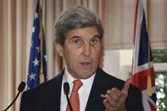  Ngoại trưởng Mỹ John Kerry trong cuộc họp báo ở Wellington, New Zealand ngày 13/11. (Ảnh: AP/TTXVN)