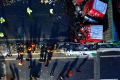 Hiện trường một vụ tai nạn giao thông ở Trung Quốc. (Ảnh: THX/TTXVN)