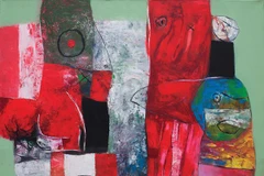 Tranh của họa sỹ Nguyễn Khánh Toàn luôn rực rỡ sắc màu. (Ảnh: BTC)