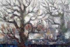 "Hà Nội vào Đông" - một tác phẩm được trưng bày tại triển lãm. (Ảnh: BTC)