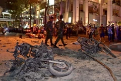 Hiện trường vụ đánh bom ở Bangkok. (Nguồn: AFP/TTXVN)