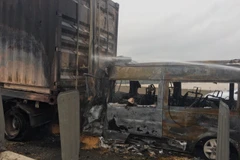 Hiện trường vụ tai nạn. (Ảnh: Lê Xuân/TTXVN)