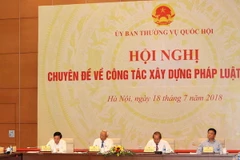 Ủy ban Thường vụ Quốc hội tổ chức Hội nghị chuyên đề về công tác xây dựng pháp luật năm 2018. (Ảnh: Dương Giang/TTXVN)