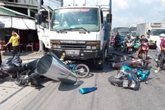 Hiện trường vụ tai nạn. (Ảnh: TTXVN phát)