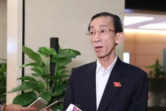 Đại biểu Quốc hội Thành phố Hồ Chí Minh Trần Hoàng Ngân trả lời báo chí bên hành lang Quốc hội. (Ảnh: Văn Điệp/TTXVN)