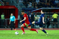 Việt Nam quyết đánh bại Thái Lan để xây chắc ngôi đầu. (Ảnh: Trọng Đạt/TTXVN)