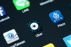 Biểu tượng của tập đoàn Uber trên màn hình điện thoại ở Đài Bắc, Đài Loan, Trung Quốc ngày 10/8/2016. (Nguồn: EPA/TTXVN)