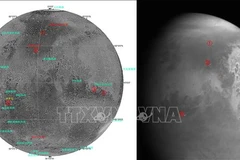 Hình ảnh đầu tiên về Sao Hỏa do tàu thăm dò Thiên Vấn-1 của Trung Quốc chụp từ khoảng cách 2,2 triệu km. (Ảnh: THX/TTXVN)
