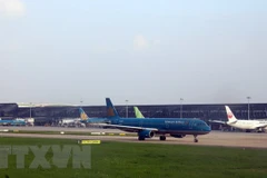 Máy bay của Vietnam Airline đỗ tại sân bay Nội Bài. (Ảnh: Huy Hùng/TTXVN) 